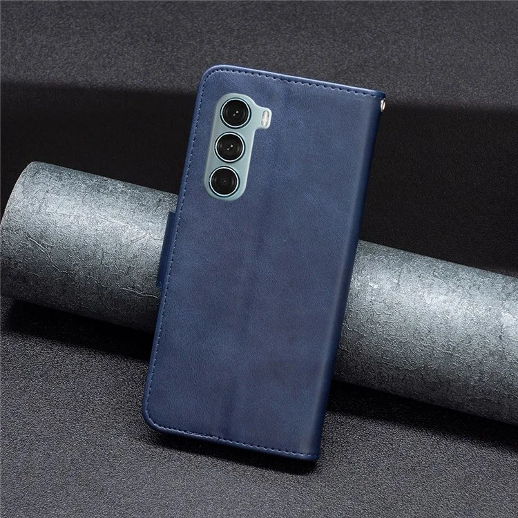 Per Motorola Moto G200 5g/edge S30 BF in Pelle Serie-4 Guscio in Pelle Pu, Custodia Per il Telefono Del Portafoglio di Coperchio Con Chiusura Magnetica Con Cinturino - Blu