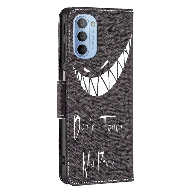 BF Musterdruckende Lederserie-1 für Motorola Moto G31/G41 Musterdruckende Zerkratzungsfrische PU-Leder-Telefonhülle mit Ständer und Brieftasche - Fass mein Telefon nicht an