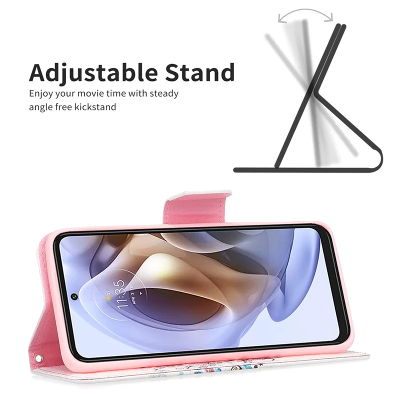 For Motorola Moto G31 / G41 Phone Case Pattern Printing PU Leather Wallet Stand Cover - Flower Tree