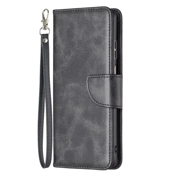 Für Motorola Moto G22 BF Leder Serie-4 Pu-lederschale, Magnetverschluss Anti-drop-ständer Cover Wallet Telefonhülle Mit Riemen - Schwarz