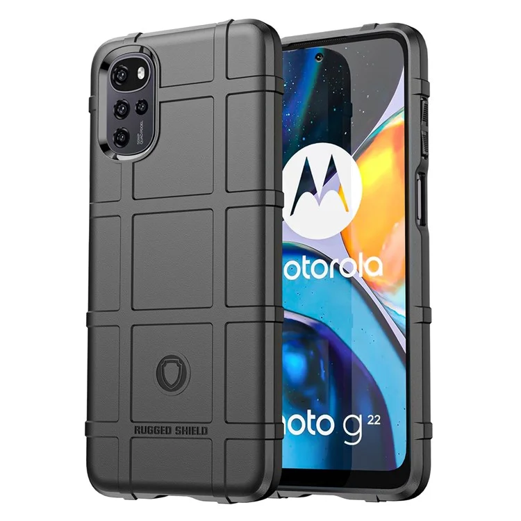 Custodia Per Telefono a Griglia Quadrata Robusta Per Motorola Moto G22 / E32 4G / E32S 4G, Copertura Protettiva TPU Ispessita Anti-drop - Nero