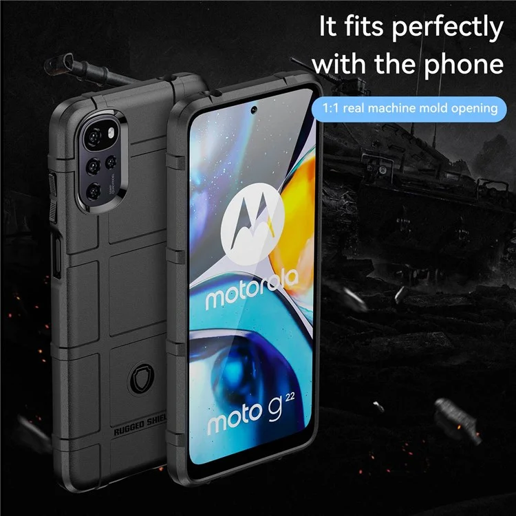 Étui de protection carré robuste pour Motorola Moto G22 / E32 4G / E32S 4G, protection anti-chute en TPU renforcé - Noir