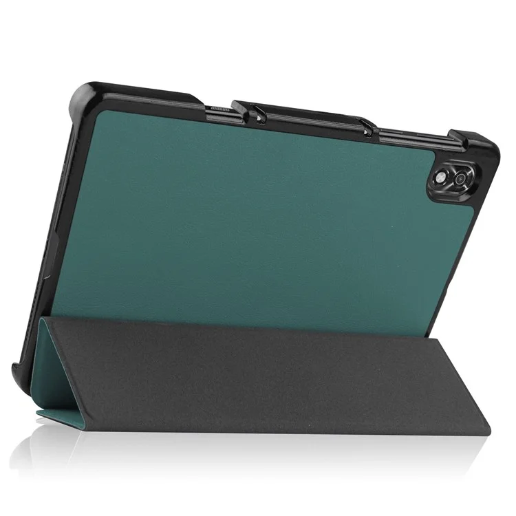 Tablet Covering Shell for Lenovo Legion Y700, PU Leather+PC Trifold Stand Cover Auto Sleep/Wake Design Protection Tablet Case - Blackish Green