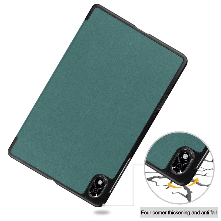 Tablet Covering Shell for Lenovo Legion Y700, PU Leather+PC Trifold Stand Cover Auto Sleep/Wake Design Protection Tablet Case - Blackish Green