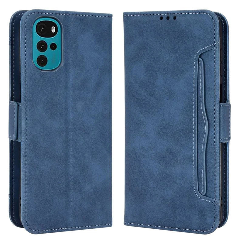 For Motorola Moto G22 4G / Moto E32s 4G Mobile Phone Shell, Shockproof Multiple Card Slots PU Leather Wallet Case Stand Cover - Blue