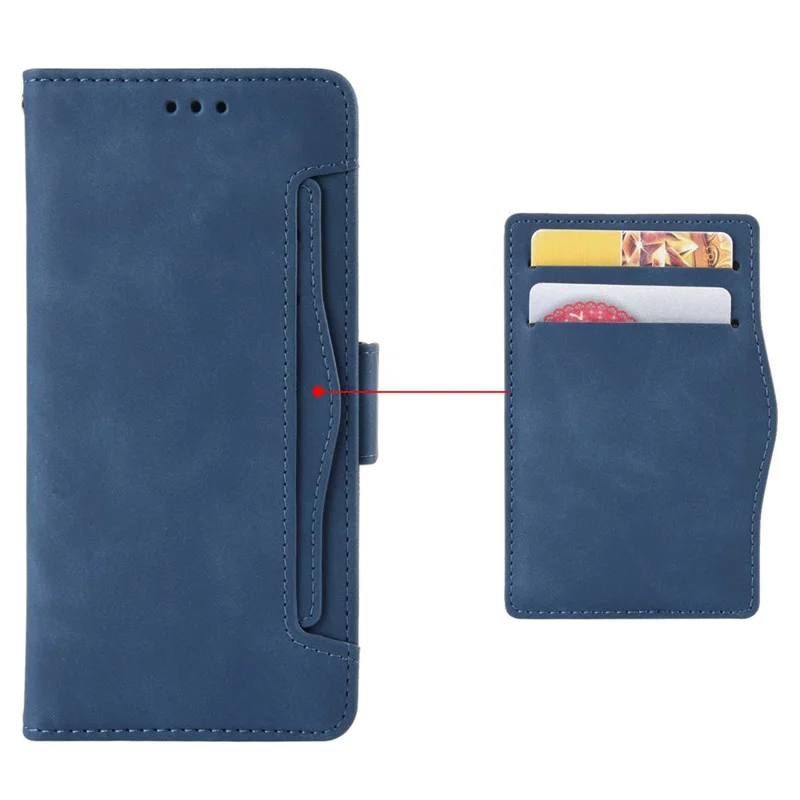 For Motorola Moto G22 4G / Moto E32s 4G Mobile Phone Shell, Shockproof Multiple Card Slots PU Leather Wallet Case Stand Cover - Blue