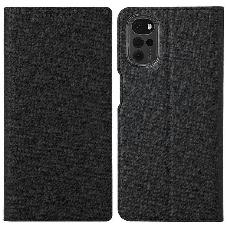 VILI DMX Series Pour Motorola Moto G22 Carte Holder PU Leather Phone Case Hands Free Stand Protective Cover - le Noir
