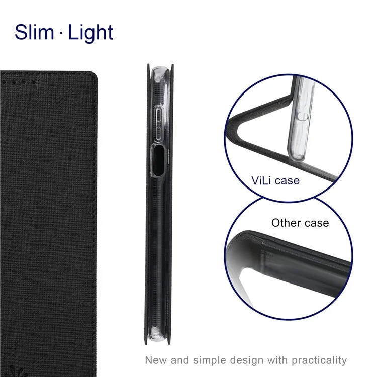 VILI DMX Series Pour Motorola Moto G22 Carte Holder PU Leather Phone Case Hands Free Stand Protective Cover - le Noir