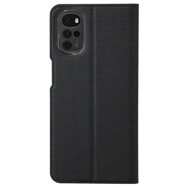 VILI DMX Series Pour Motorola Moto G22 Carte Holder PU Leather Phone Case Hands Free Stand Protective Cover - le Noir