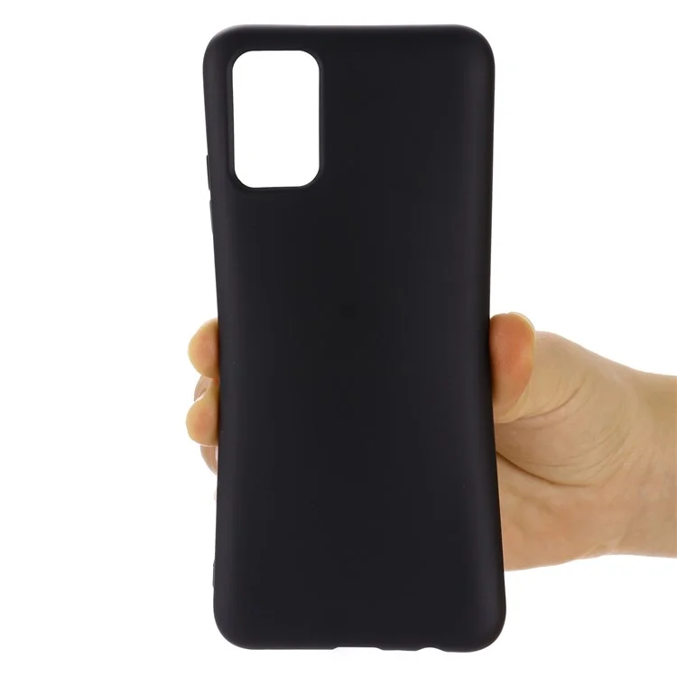 For Motorola Edge 20 Liquid Silicone Phone Case Soft Microfiber Lining Cellphone Back Cover with Strap - Black