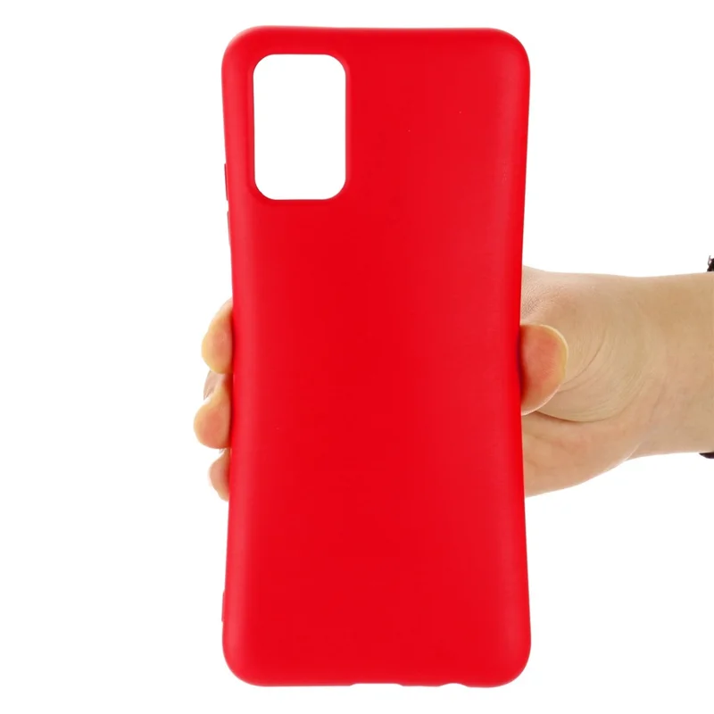 For Motorola Edge 20 Liquid Silicone Phone Case Soft Microfiber Lining Cellphone Back Cover with Strap - Red
