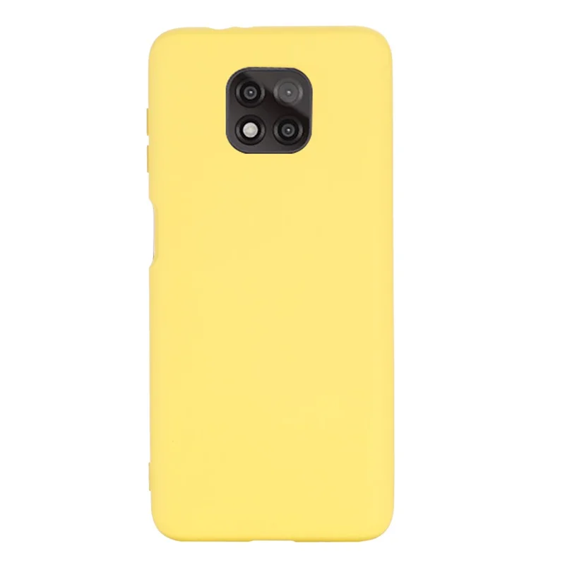 For Motorola Moto G Power (2021) Drop-proof Liquid Silicone Phone Case Protective Cover with Strap - Yellow
