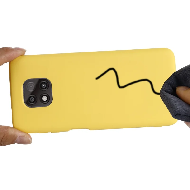 For Motorola Moto G Power (2021) Drop-proof Liquid Silicone Phone Case Protective Cover with Strap - Yellow