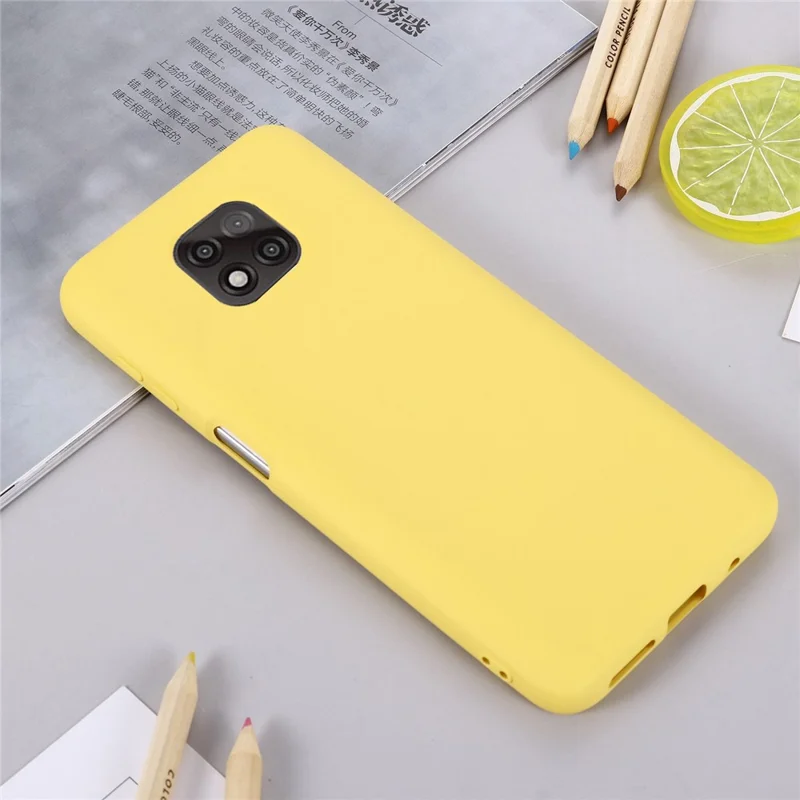 For Motorola Moto G Power (2021) Drop-proof Liquid Silicone Phone Case Protective Cover with Strap - Yellow