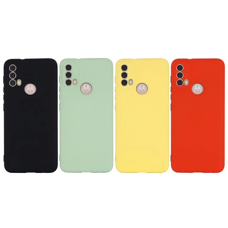 For Motorola Moto E20/E30/E40 Liquid Silicone Protective Cover Anti-scratch Slim Phone Case with Strap - Black