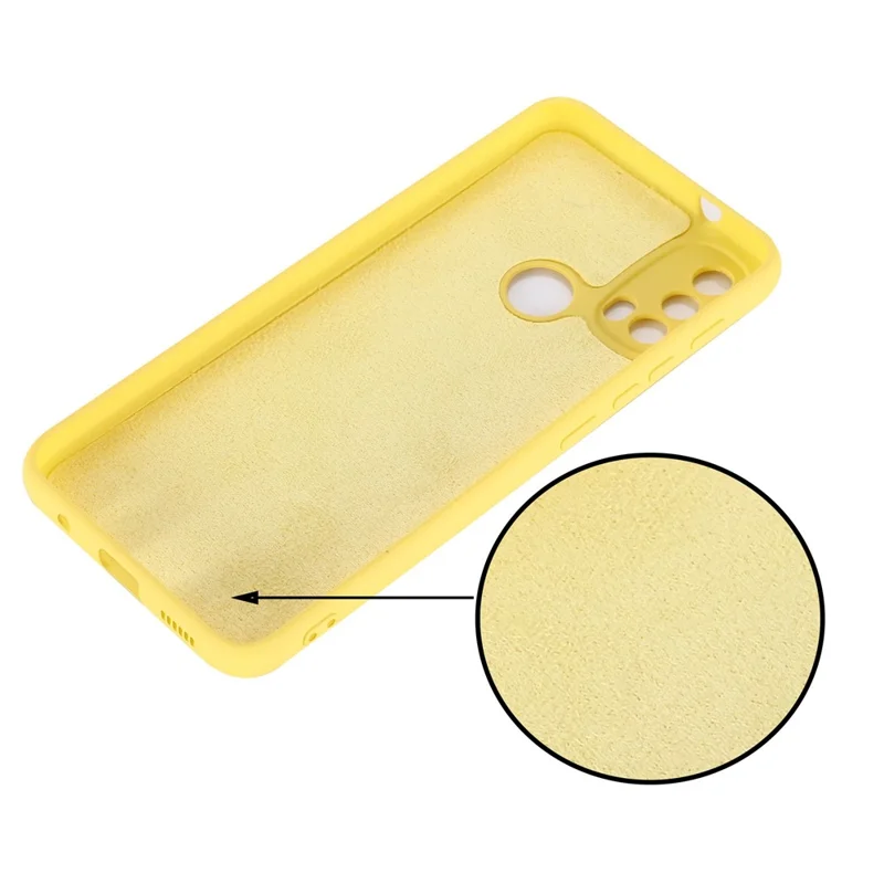 For Motorola Moto E20/E30/E40 Liquid Silicone Protective Cover Anti-scratch Slim Phone Case with Strap - Yellow