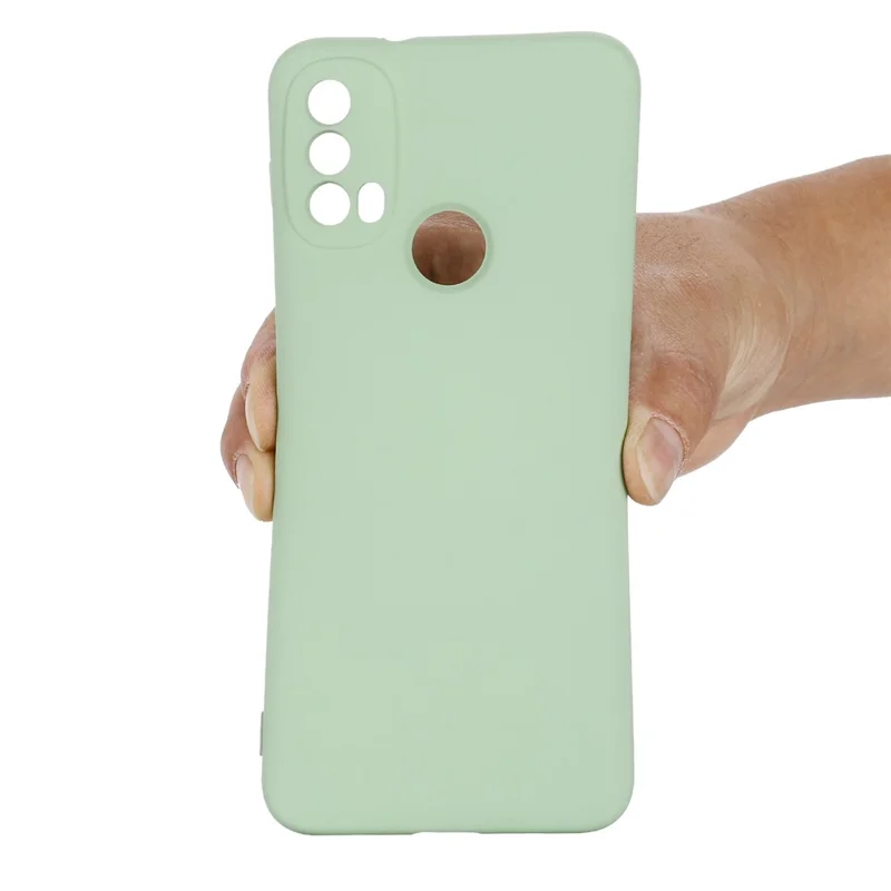 For Motorola Moto E20/E30/E40 Liquid Silicone Protective Cover Anti-scratch Slim Phone Case with Strap - Green
