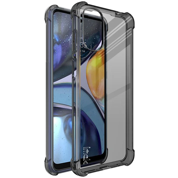 IMAK Airbag Shockproof Case per Motorola Moto G22 4G, Cover Telefonica Trasparente Morbida in TPU Anti-Graffio con Pellicola Protettiva per lo Schermo - Nero Trasparente