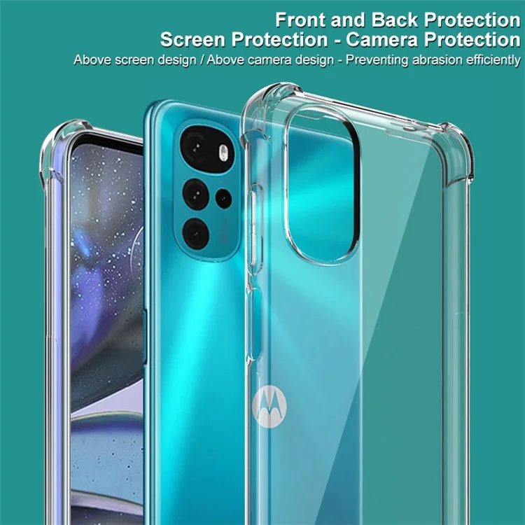 IMAK Airbag Shockproof Case per Motorola Moto G22 4G, Cover Telefonica Trasparente Morbida in TPU Anti-Graffio con Pellicola Protettiva per lo Schermo - Nero Trasparente