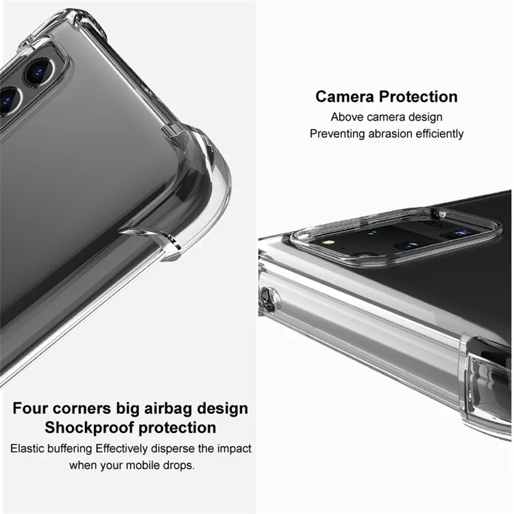 IMAK Airbag Shockproof Case per Motorola Moto G22 4G, Cover Telefonica Trasparente Morbida in TPU Anti-Graffio con Pellicola Protettiva per lo Schermo - Nero Trasparente