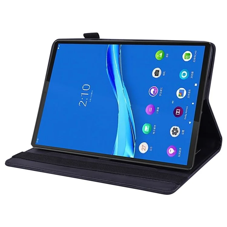 Pour Lenovo Tab M10 Plus (Gen 3) Imprinted Flower Pattern Tablet Case Anti-scratch Drop-proof PU Leather Card Slot Stand Shell avec Pencil Loop - Noir