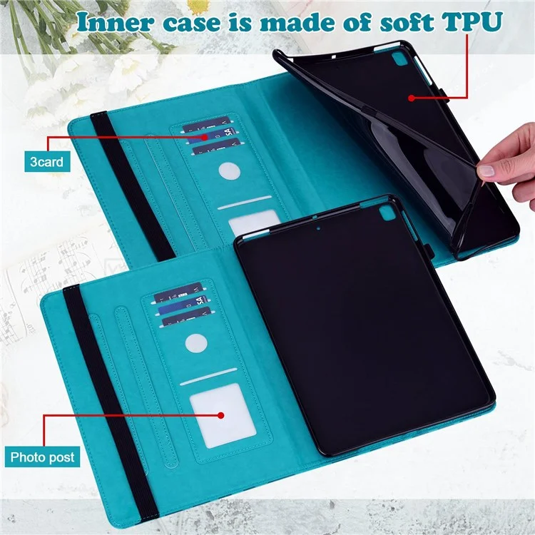 Pour Lenovo Tab M10 Plus (Gen 3) Imprinting Tree Deer Pattern Tablet Case PU Leather Card Slots Stand Shell - Bleu