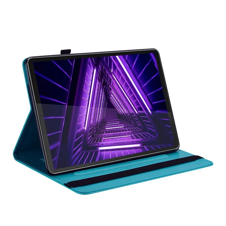 Pour Lenovo Tab M10 Plus (Gen 3) Imprinting Tree Deer Pattern Tablet Case PU Leather Card Slots Stand Shell - Bleu