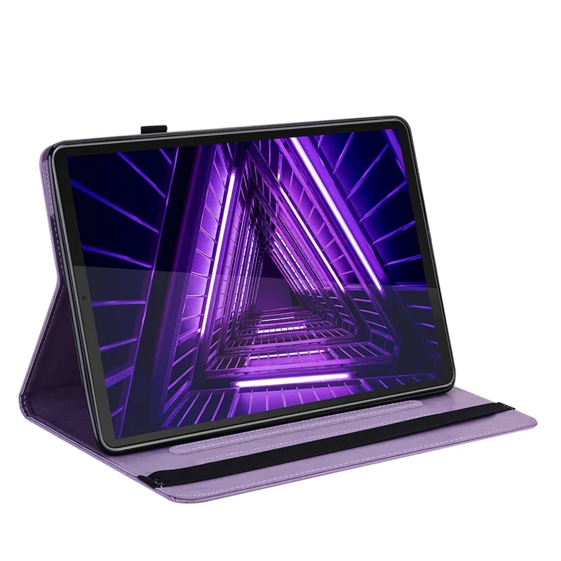 For Lenovo Tab M10 Plus (3rd Gen) Imprinting Tree Deer Pattern Tablet Case PU Leather Card Slots Stand Shell - Purple