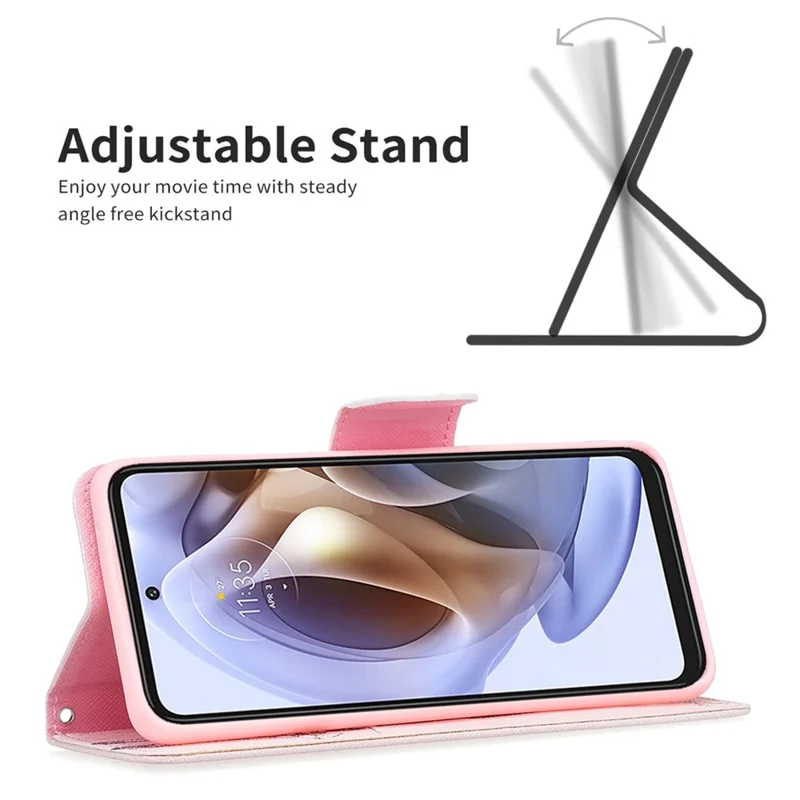 For Motorola Moto G51 5G telefonbeskyttelse med mønstertryk i PU-læder, wallet og stand - Giraf