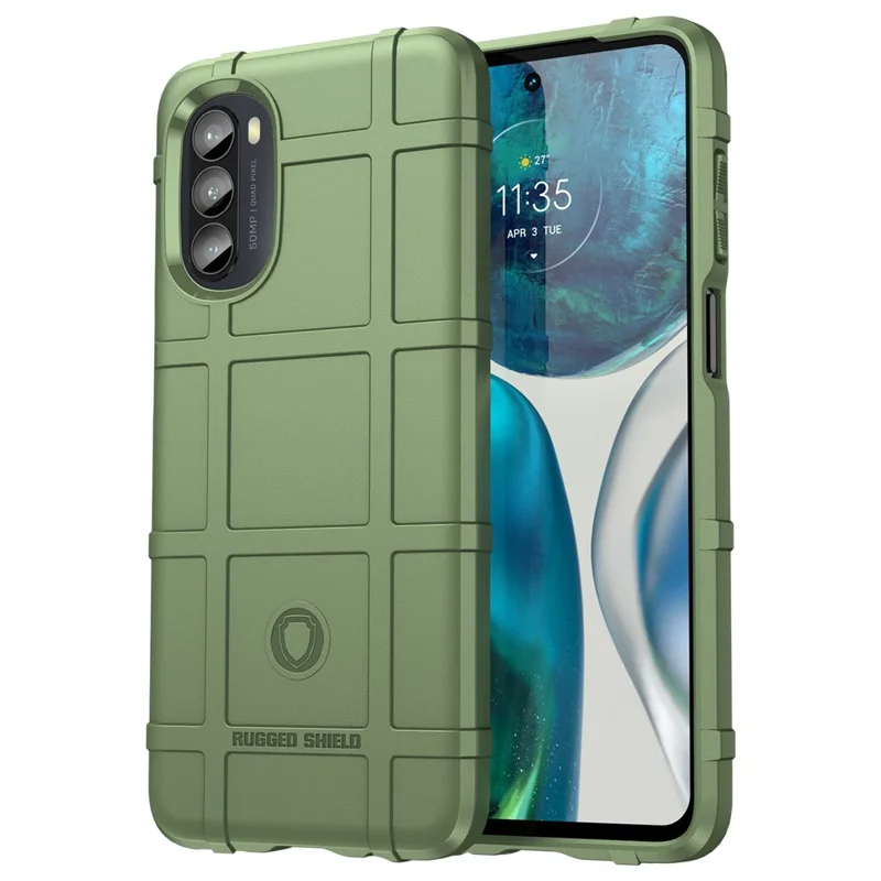 For Motorola Moto G52 4G / G82 5G Anti-scratch Dustproof Phone Case Rugged Square Grid Anti-drop Thickened TPU Protective Cover - Green