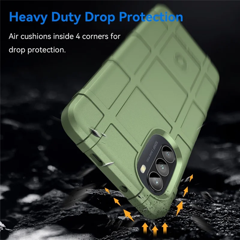 For Motorola Moto G52 4G / G82 5G Anti-scratch Dustproof Phone Case Rugged Square Grid Anti-drop Thickened TPU Protective Cover - Green