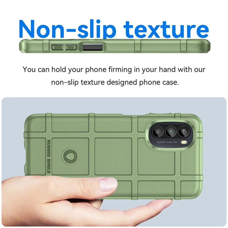 For Motorola Moto G52 4G / G82 5G Anti-scratch Dustproof Phone Case Rugged Square Grid Anti-drop Thickened TPU Protective Cover - Green