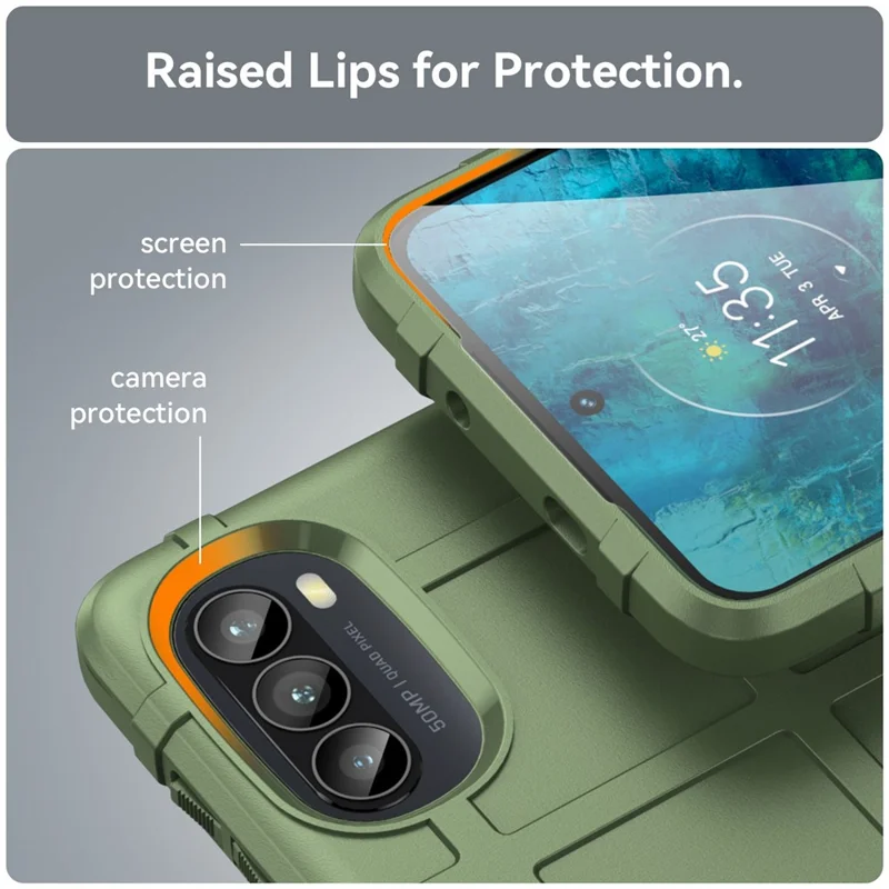 For Motorola Moto G52 4G / G82 5G Anti-scratch Dustproof Phone Case Rugged Square Grid Anti-drop Thickened TPU Protective Cover - Green