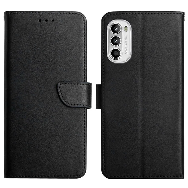 Per Motorola Moto G52 4G / G82 5G Custodia in Pelle Vera con Chiusura Magnetica Stile Portafoglio - Texture Nappa Regolabile Supporto Custodia per Cellulare - Nero
