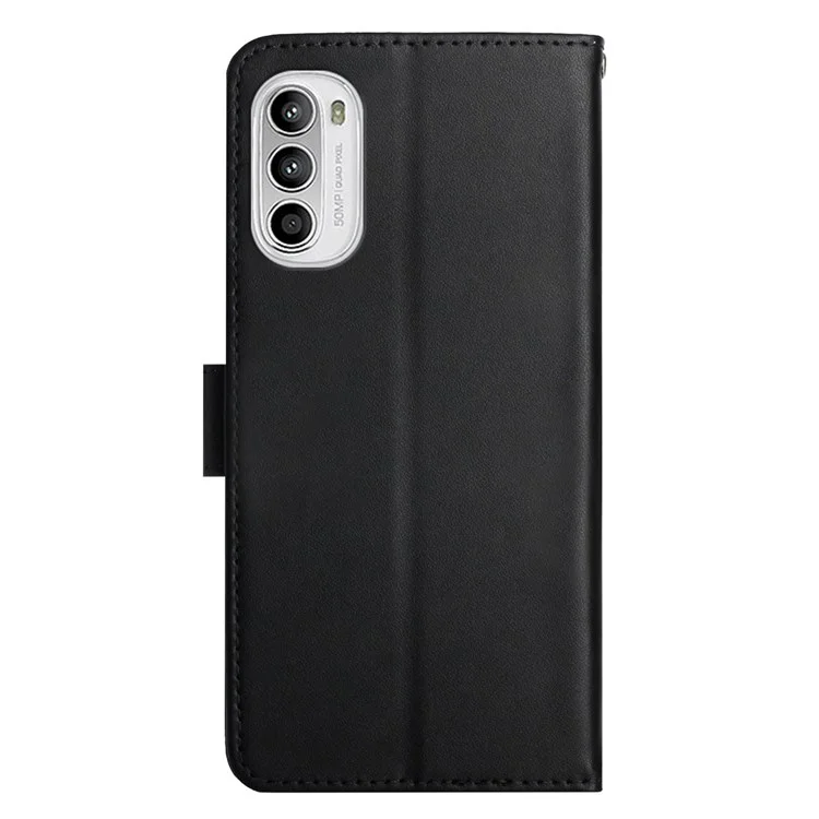 Per Motorola Moto G52 4G / G82 5G Custodia in Pelle Vera con Chiusura Magnetica Stile Portafoglio - Texture Nappa Regolabile Supporto Custodia per Cellulare - Nero
