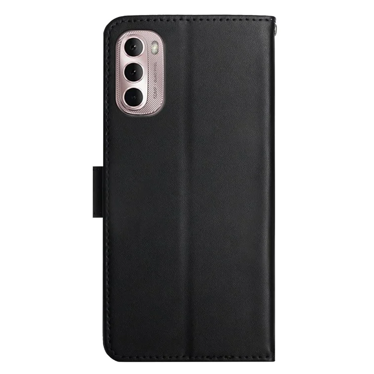 Nappa Texture Genuine Leather Case for Motorola Moto G Stylus 4G (2022), Wallet Stand Design Magnetic Closing Mobile Phone Shell - Black