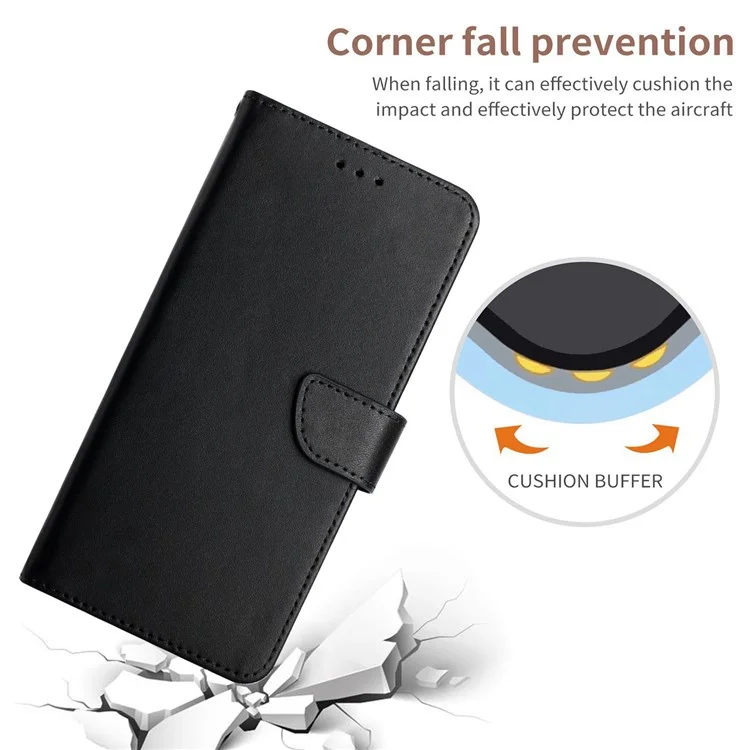 For Motorola Moto G Stylus 5G (2022) Nappa Texture Wear-resistant Anti-fall Wallet Case Genuine Leather Magnetic Phone Protector with Stand - Black