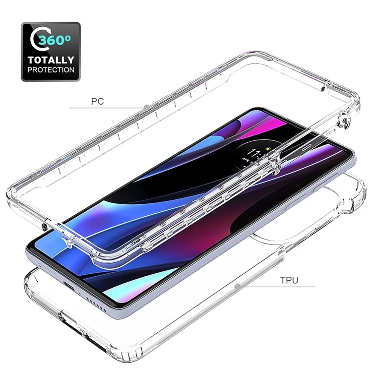 Pour Motorola Edge 30 Pro (Motorola Edge+ (2022)) Étui hybride en TPU transparent + PC avec protection renforcée Couleur dégradée Coque de téléphone anti-chute - Noir dégradé