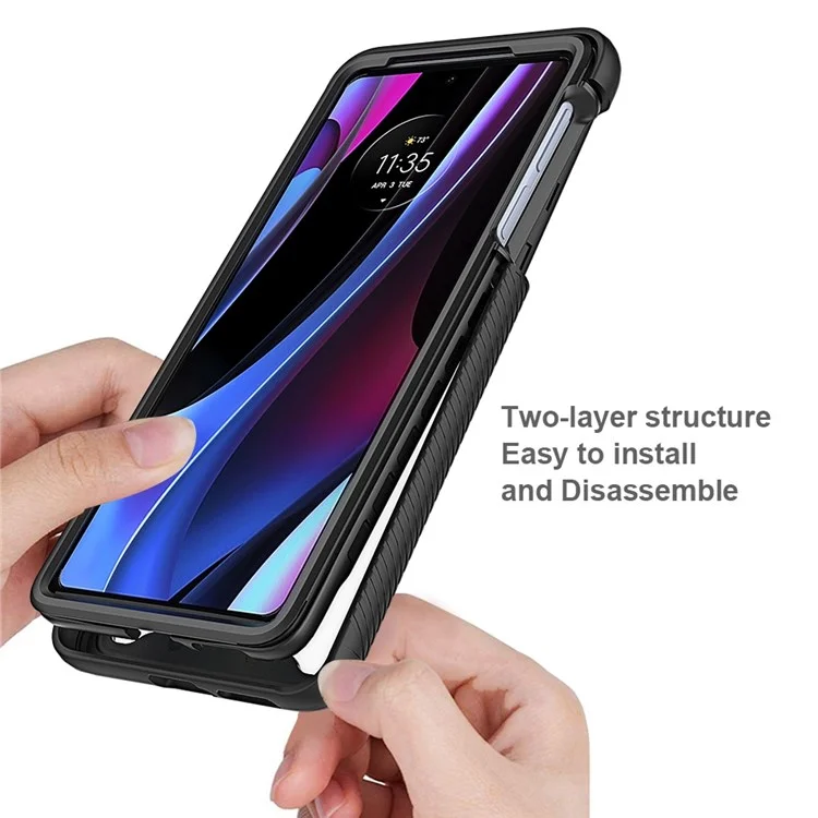 For Motorola Edge 30 Pro (Motorola Edge+ (2022)) All-inclusive Protection 3-in-1 Hybrid Phone Case Drop-proof Detachable Mobile Phone Shell with PET Screen Protector - Pink