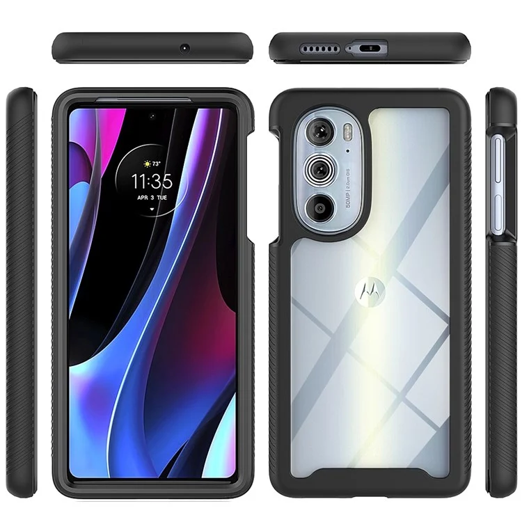 For Motorola Edge 30 Pro (Motorola Edge+ (2022)) All-inclusive Protection 3-in-1 Hybrid Phone Case Drop-proof Detachable Mobile Phone Shell with PET Screen Protector - Pink