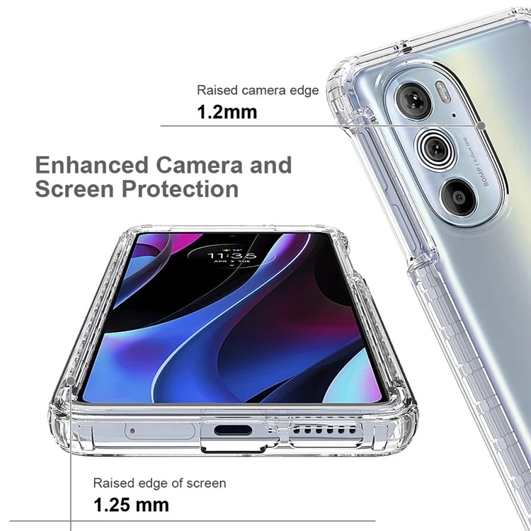 Pour le Motorola Edge 30 Pro (Motorola Edge+ (2022)) Étui de protection hybride PC+TPU 3-en-1 antichoc et anti-chute avec coque dégradée et protection d'écran en PET - Bleu