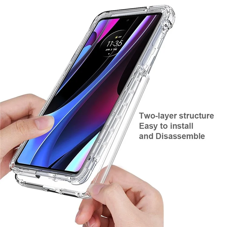 Pour le Motorola Edge 30 Pro (Motorola Edge+ (2022)) Étui de protection hybride PC+TPU 3-en-1 antichoc et anti-chute avec coque dégradée et protection d'écran en PET - Bleu