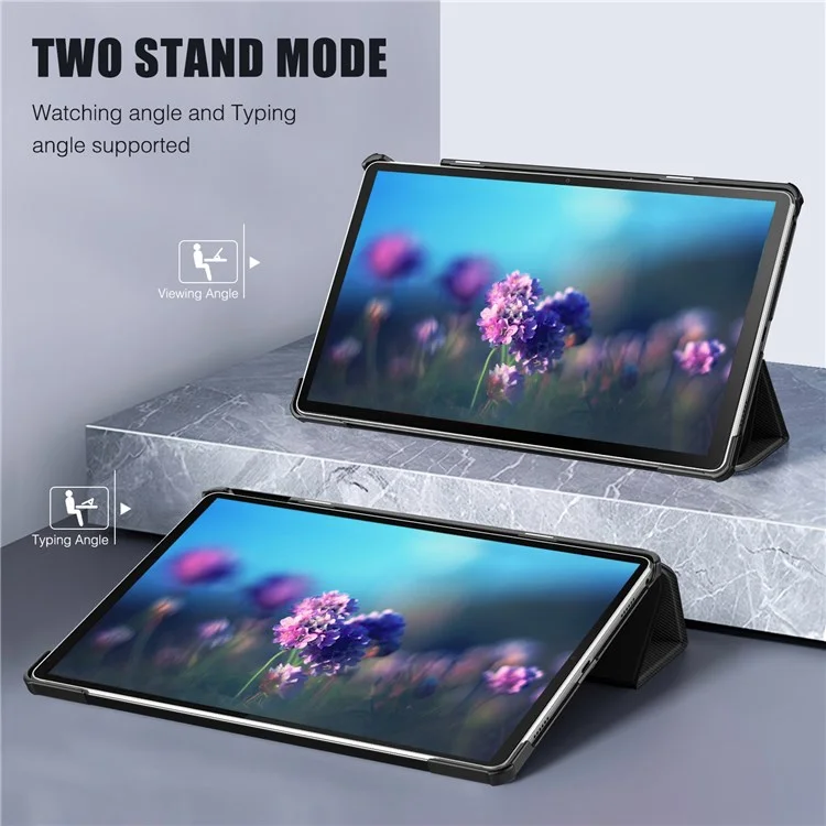 Per Lenovo Tab M10 Plus (Gen 3) Trifold Stand Full Protection PU Leather Tablet Case Auto Wake/Sleep Protective Cover - Nero