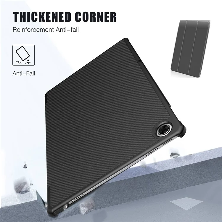 Per Lenovo Tab M10 Plus (Gen 3) Trifold Stand Full Protection PU Leather Tablet Case Auto Wake/Sleep Protective Cover - Nero