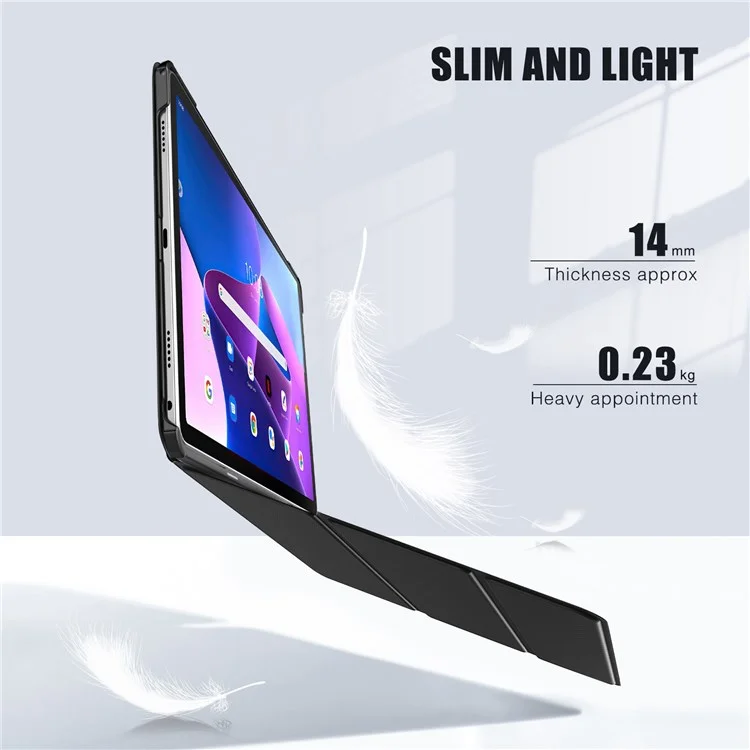 Per Lenovo Tab M10 Plus (Gen 3) Trifold Stand Full Protection PU Leather Tablet Case Auto Wake/Sleep Protective Cover - Nero