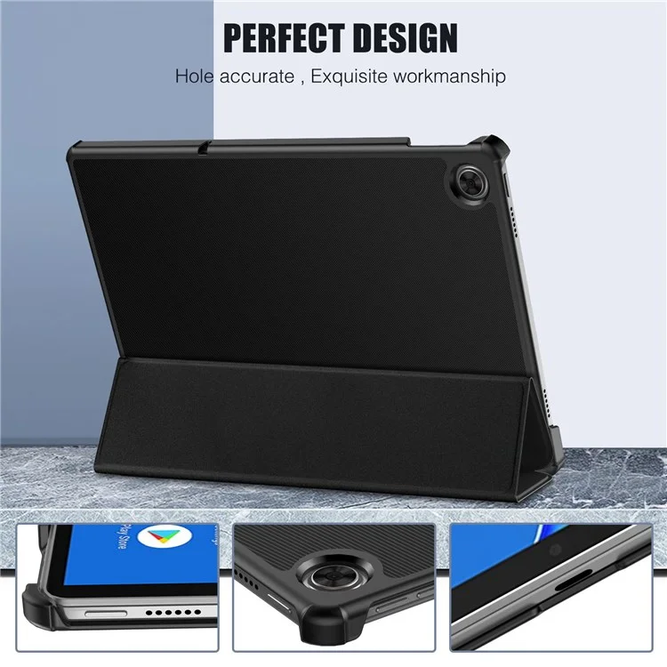 Per Lenovo Tab M10 Plus (Gen 3) Trifold Stand Full Protection PU Leather Tablet Case Auto Wake/Sleep Protective Cover - Nero