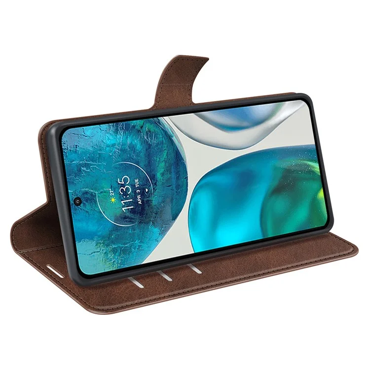 Per Motorola Moto G52 4G/G82 Guscio Protettivo 5g, Funzione di Copertura in Pelle PU Testurizzata Funzione di Chiusura Magnetica Flip Whaget Case - Marrone