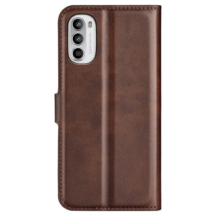 Per Motorola Moto G52 4G/G82 Guscio Protettivo 5g, Funzione di Copertura in Pelle PU Testurizzata Funzione di Chiusura Magnetica Flip Whaget Case - Marrone