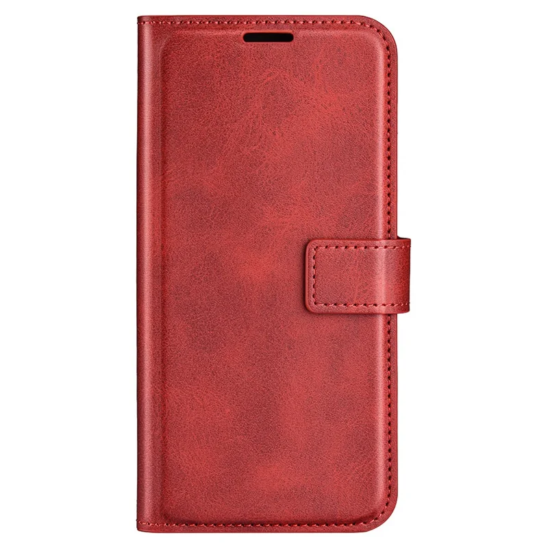 For Motorola Moto G52 4G / G82 5G Protective Shell, Textured PU Leather Cover Stand Function Magnetic Closure Flip Wallet Case - Red