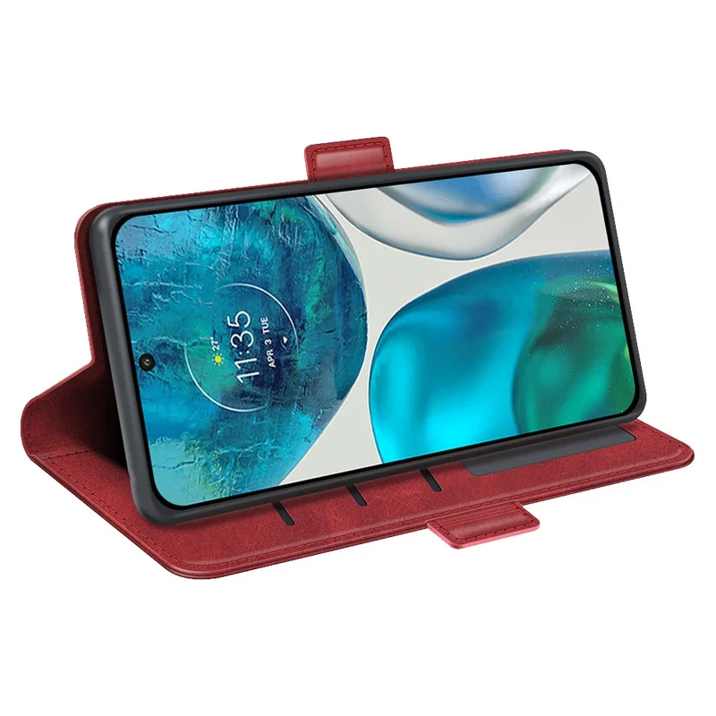 Für Motorola Moto G52 4G / G82 5G PU-Leder magnetische Handy-Schutzhülle Folio-Flip-Portemonnaie mit Ständerfunktion strukturierte Hülle - Rot